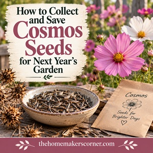 Learn how to collect and save cosmos seeds from your garden so you can grow beautiful blooms again next year. See when cosmos seeds are ready, how to dry and store them, and when to plant them. A simple seed-saving project for cottage garden flowers and simple garden living.