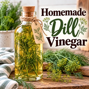 Homemade Dill Vinegar is an easy way to use extra garden dill and create a flavorful pantry staple. Use it in vinaigrettes, potato salad, coleslaw, marinades, and more. This simple recipe is perfect for Kitchen Garden Living or making homemade gifts from the kitchen. Also try my Thyme, Tarragon, Basil, Rosemary, and Lemon Rosemary Vinegars.