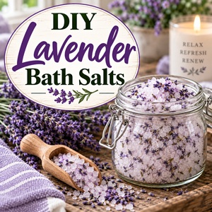 Learn how to make fragrant lavender bath salts using dried lavender and a few simple ingredients. This easy homemade project is a beautiful way to connect DIY beauty with cottage gardens and simple garden living.