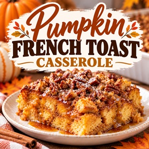 This make-ahead pumpkin French toast bake is one of those easy fall recipes you'll want to make all season. Soft bread soaks up a creamy pumpkin custard and bakes with a golden pecan topping. It's perfect for Thanksgiving morning, overnight guests, or holiday brunch.